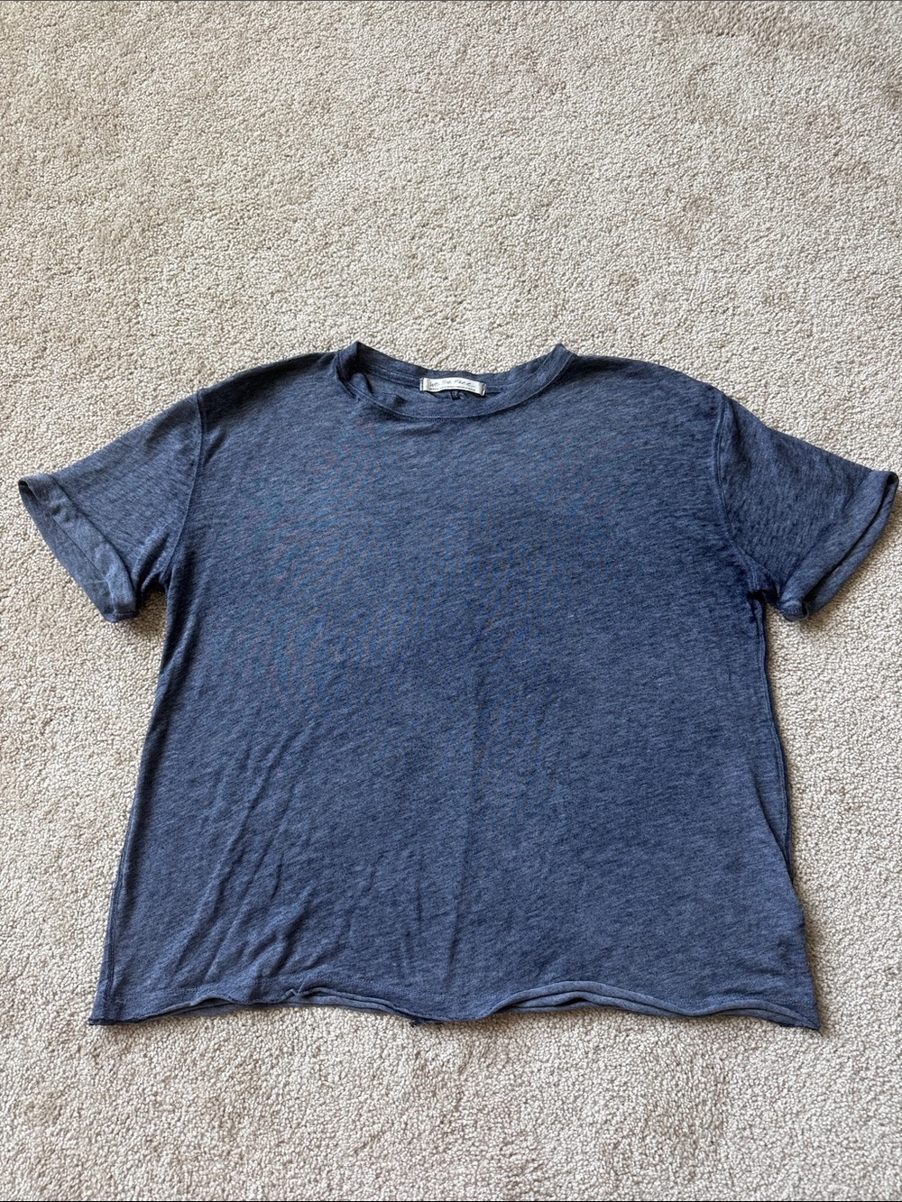 We The Free Navy Oversized Short Sleeve Roll Cuff Lightweight Tee